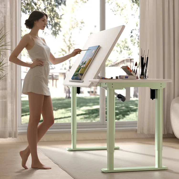 乘胜muse绘画桌儿童学习桌电脑桌电动升降桌子可倾斜工作台艺术桌