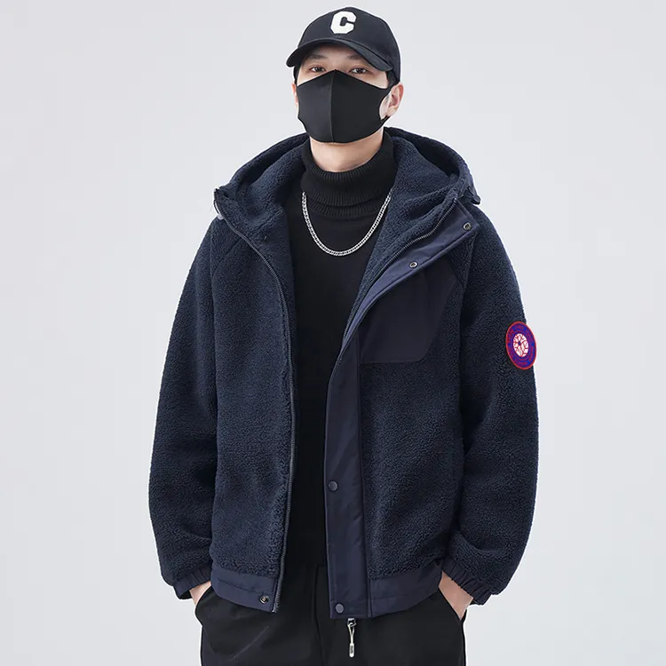 马克华菲拼接连帽长袖美拉德扎染工装夹克男装情侣立领男时尚百搭