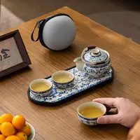 汝窑缠枝莲手抓壶盖碗茶杯大号防烫家用功夫茶具泡茶茶碗带盖