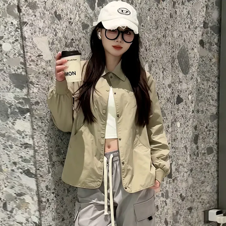 可外穿休闲开衫女短款2025春秋季短外套爆款百搭衬衫式防水棒球服