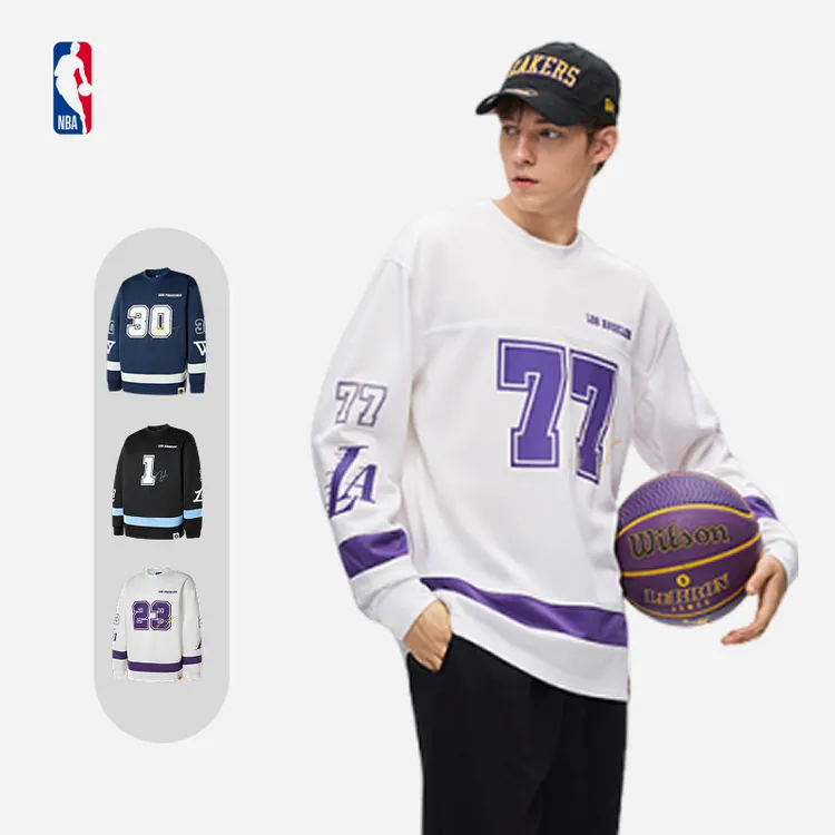 明星同款街舞风冰球服NBA官方正品詹姆斯/东契奇长袖T恤男女同款