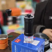 黑色40档调节陶瓷磨豆机玻璃粉仓磨豆器咖啡豆磨粉器手摇咖啡机