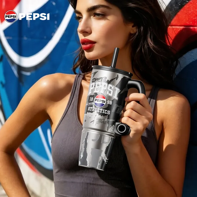 【官方旗舰】百事Pepsi运动杯780ml吸管大容量车载保冰温冰霸杯316L