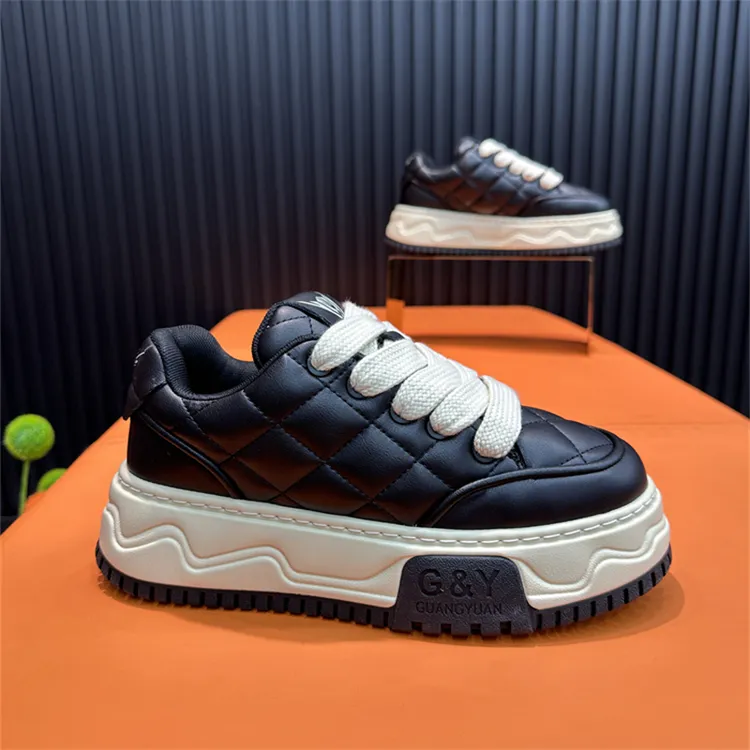 秋冬季单棉同款厚底增高时尚休闲鞋冬季加绒舒适百搭皮面运动鞋男