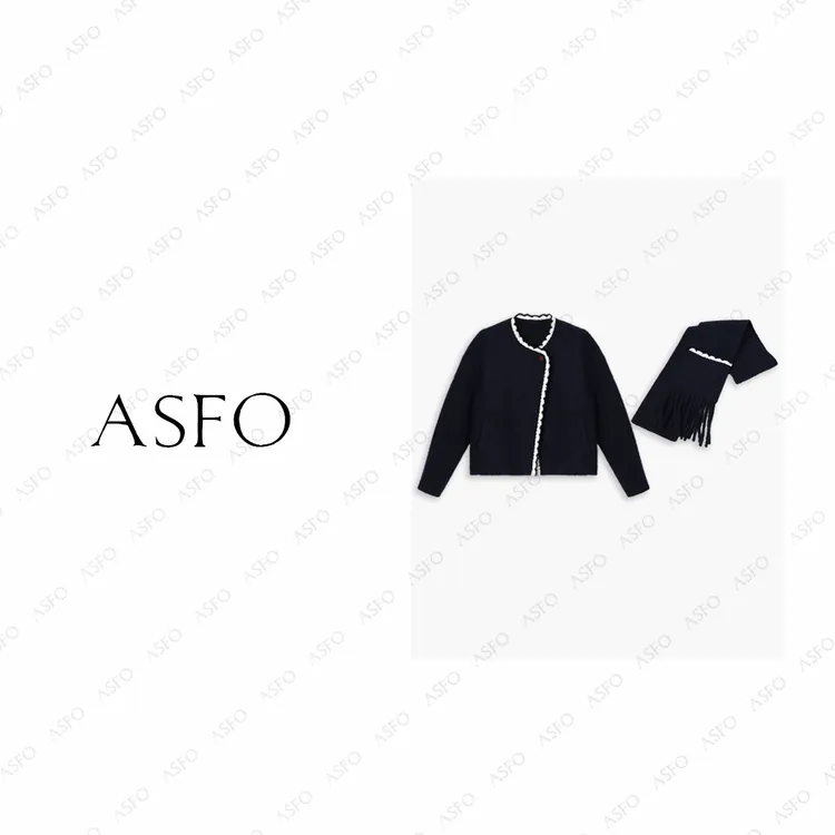 【AS爱琴海】25可拆卸围巾手工撞色贝壳绣双面呢大衣AS25DMNWT00582