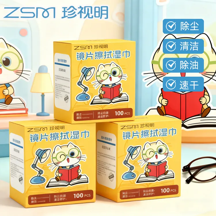 珍视明300片温和眼镜湿巾除尘去油速干屏幕眼镜清洁儿童湿巾纸商品图