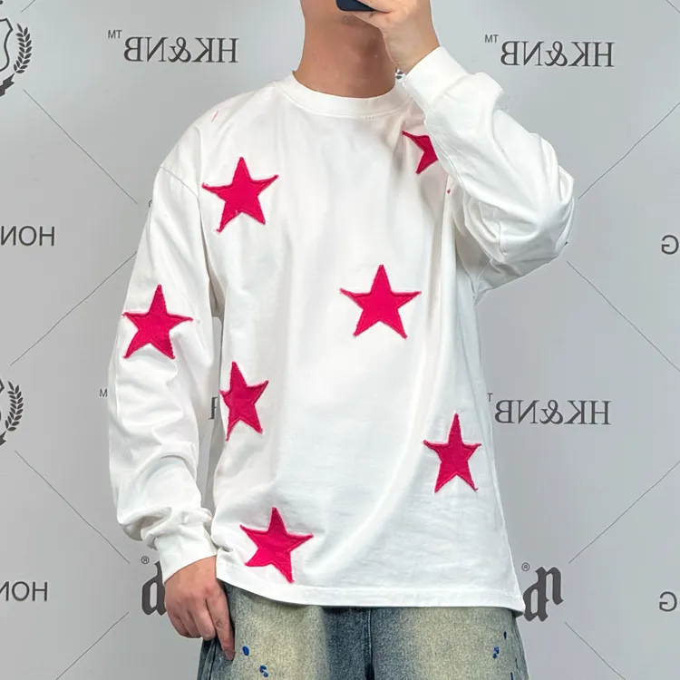 ☆HK&NB x五角星原创 爆款百搭宽松重磅纯棉贴布刺绣打底500克卫衣