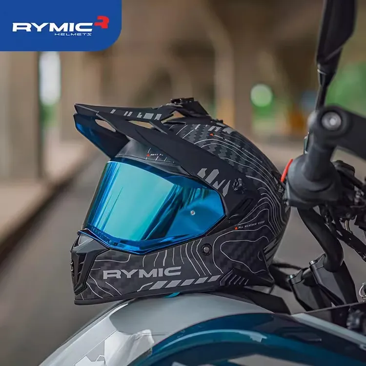 RYMIC睿觅X60碳纤维拉力摩托车头盔男女机车越野双镜四季全盔新3C