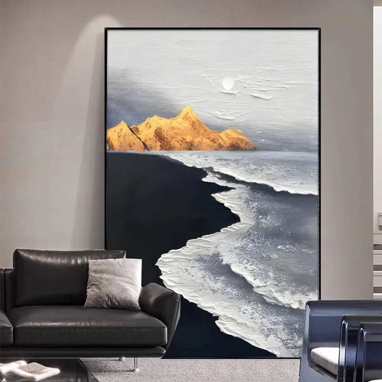 轻奢简约风日照金山装饰画沙发墙挂画壁画玄关抽象画客厅落地画