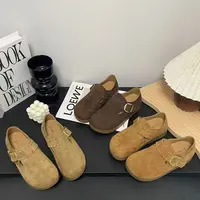 3CM   厚底圆头麻花编织勃肯侧边扣秋季软底百搭休闲简约