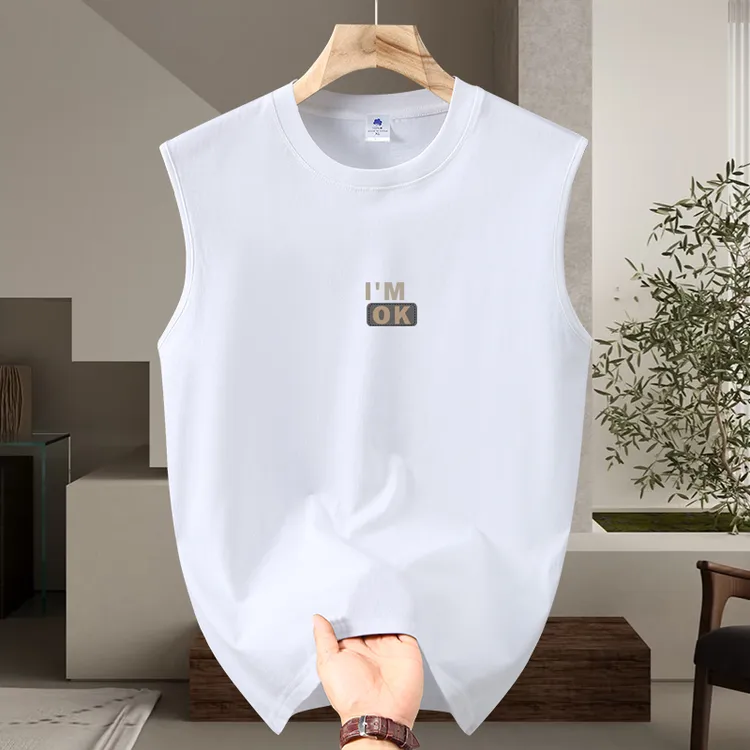 纯棉男士无袖背心休闲大码宽松夏季圆领无袖t恤运动跨栏健身坎肩