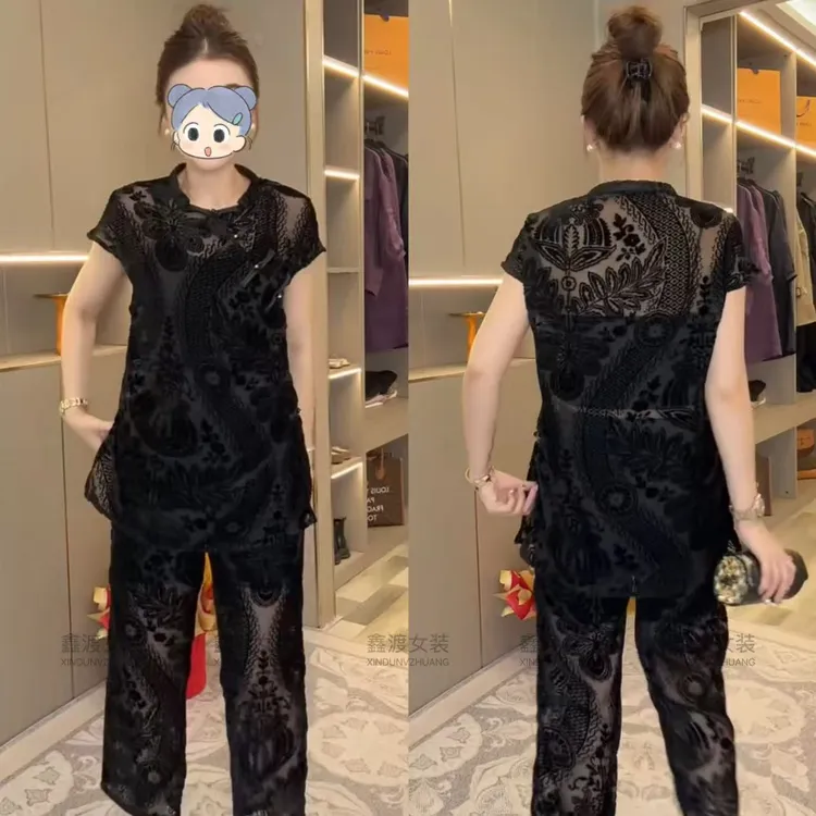 2025夏季新款时尚显瘦气质女士网红洋气两件套百搭款D5653