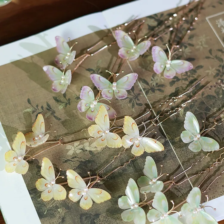 【红藤杖】|颤颤蝴蝶|紫色橘色绿色热缩汉服配饰国风发饰日常超仙