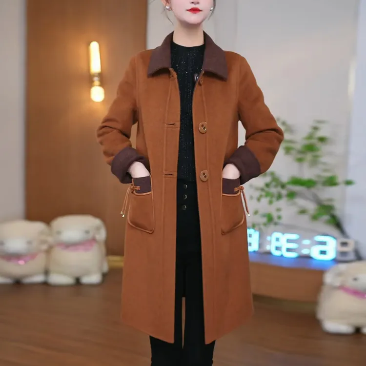 两面穿毛呢外套女秋冬2025年新款高端中年妈妈中长款修身显瘦大衣