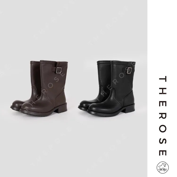 之柔【摩洛骑士靴】西班牙进口半植鞣水染牛皮靴子复古圆头中筒靴女
