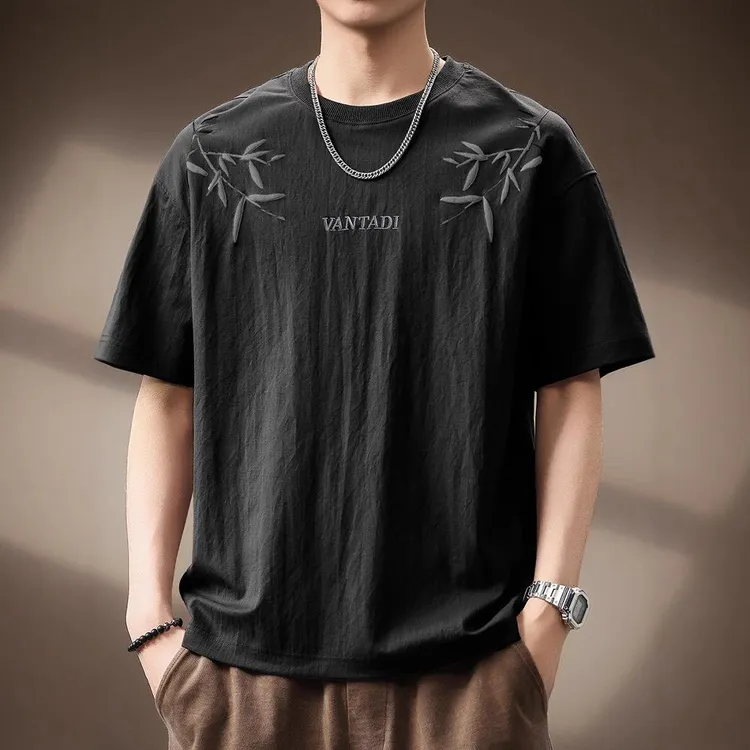 驭瑛美式重磅简约短袖T恤男士夏季潮牌宽松大码圆领休闲纯棉上衣