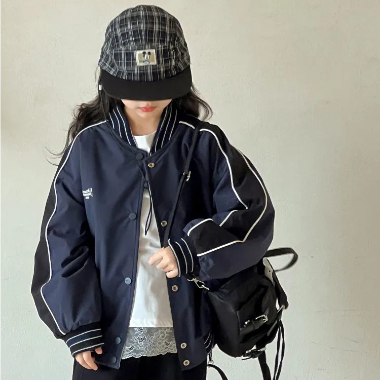 女童秋装外套2025新款洋气时髦女孩高级感双面穿爆款春秋棒球服潮
