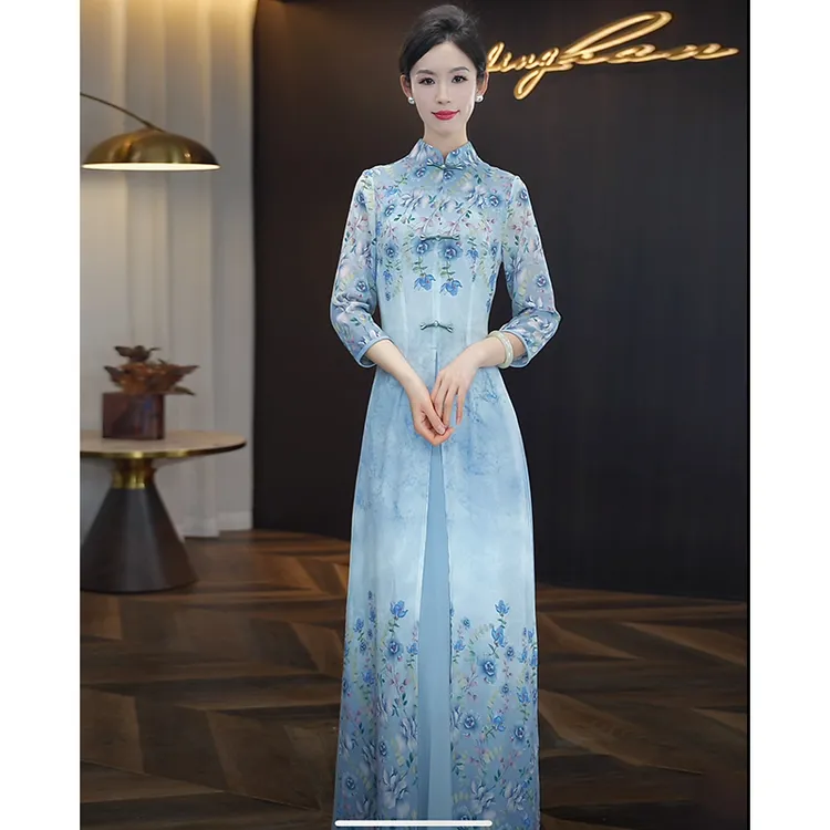 国风连衣裙女2025春夏新款修身显瘦气质大摆长裙新中式出游裙子