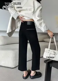 慵懒风女高弹高弹力性感风牛仔裤黑色经典四面弹九分裤
