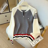 韩系学院风拼色小狗刺绣长袖拉链针织开衫女秋冬洋气减龄毛衣外套