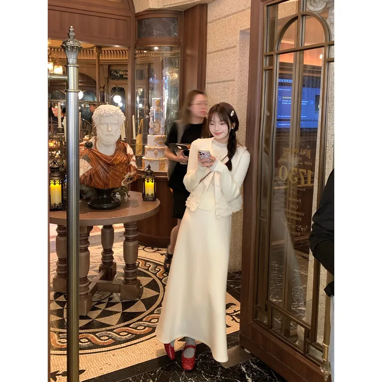 切糕自制【弥雅】小个子女秋冬设计感洋气时尚精致加厚羊毛套装商品图