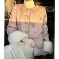 【灵芝粉砚】新款绣花保暖外套加厚棉衣新中式长袖刺绣冬季女上衣