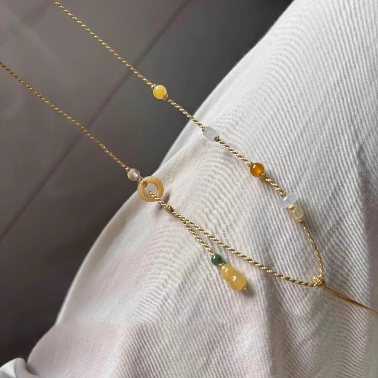 非金属布艺项链 复古万用能小葫芦甜甜圈挂绳项链diy多宝挂绳