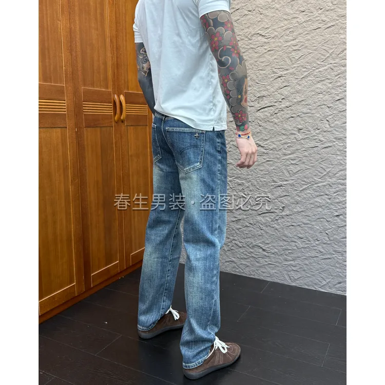 2025早秋新款时尚休闲百搭净版直筒宽松男士牛仔裤9895