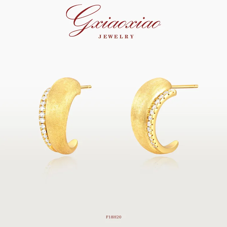 G XIAOXIAO 轻奢高级时尚气质百搭C形拉丝耳环 F18H20新年礼物