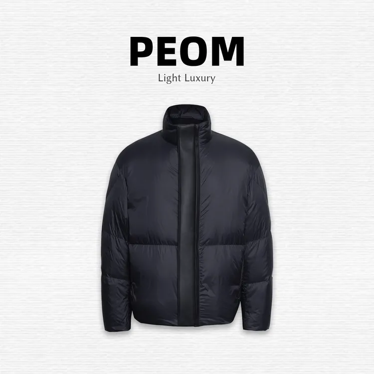 867702 【三星白鹅绒】男士立领羽绒服休闲拼绵羊皮夹克鹅绒服外套