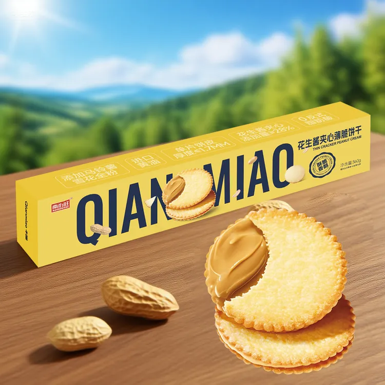 南伯旺花生酱夹心薄脆饼干办公零食约42小包花生酱夹心饼干
