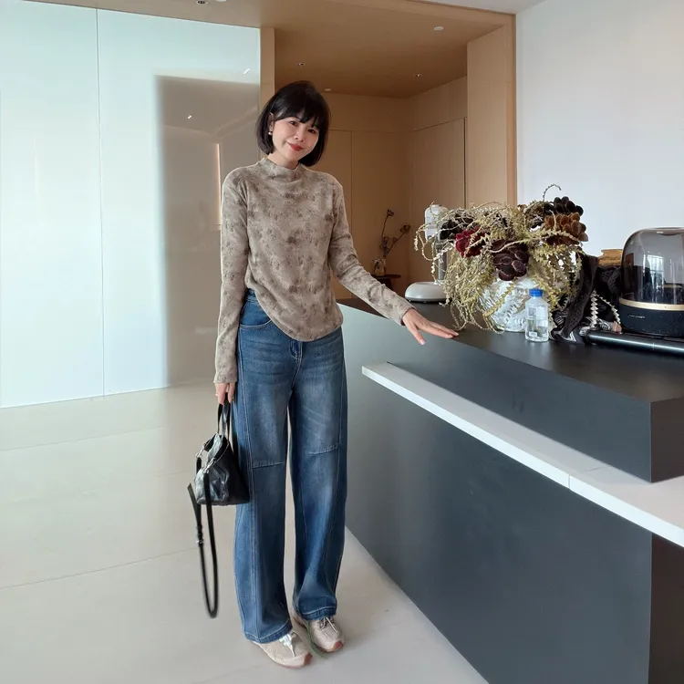 秋冬立体裁剪加绒加厚高级感洋气时尚牛仔裤长裤