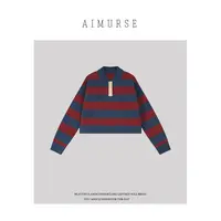 AIMURSE【条条是道】小众设计师 羊毛条纹时髦短裤休闲毛衣 AM30028