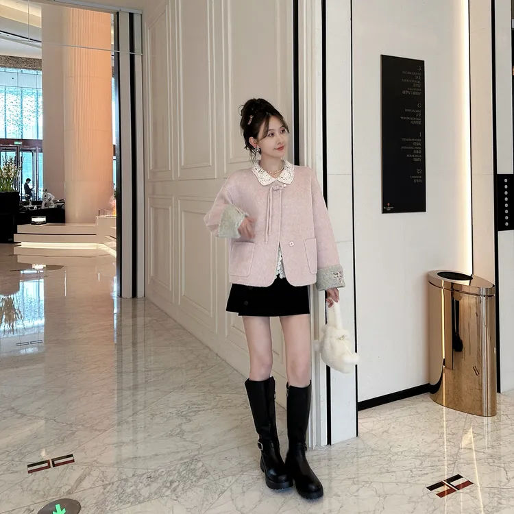 ZYY【曼珠沙华】2025S/S新品中式国风盘扣双面呢大衣X25QMNWT04268