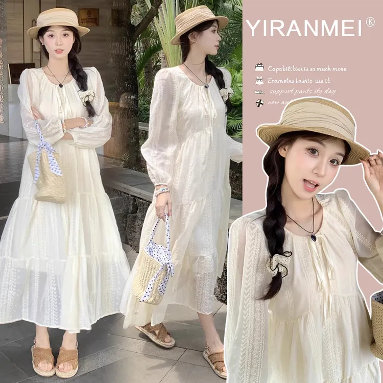 【樱桃】2025秋季新款韩版时尚重工刺绣减龄气质显瘦连衣裙