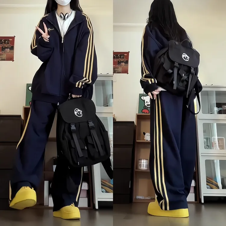 美式休闲女童套装2025新款初中生秋季潮酷外套儿童时髦炸街两件套