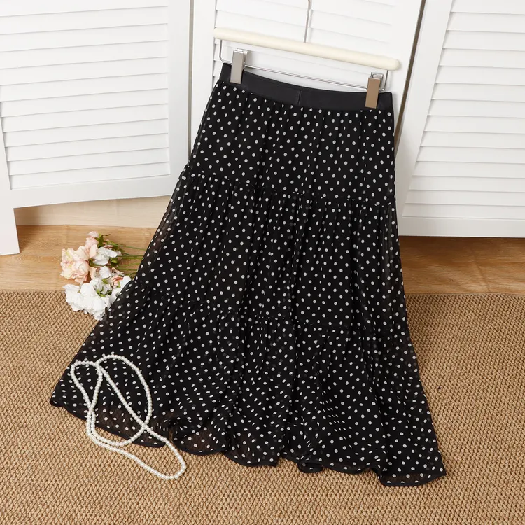 23582#【圈圈圆圆 】法式时尚百搭高级感波点显瘦半身裙