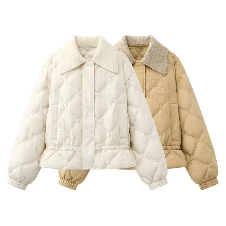 服装外套新款菱格压线复古风3J4K221拼接2025羽绒服现货冬领显瘦