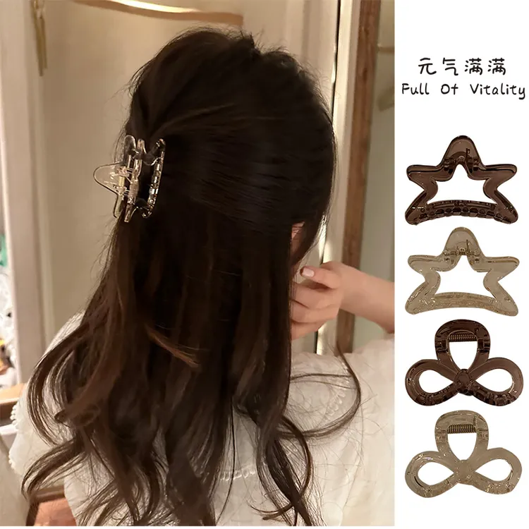 五角星蝴蝶结发夹半扎半披小号抓夹发饰网红头气质可爱发卡小众