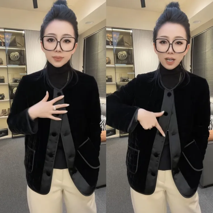 冬季女款黑色小香风棉服外套时尚百搭保暖防寒有设计感