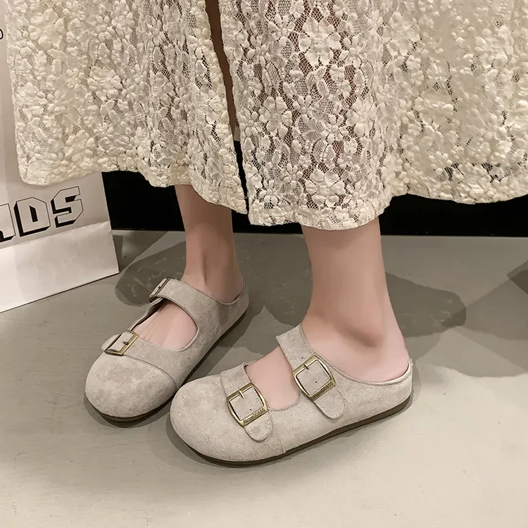 晚晚风厚底勃肯鞋包头半拖鞋女外穿2025春新款玛丽珍晚晚鞋凉拖夏