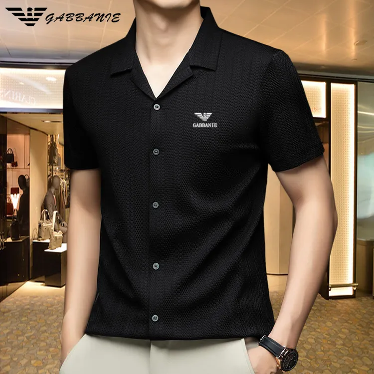 【高档品牌·GABBANIE】夏季冰丝无痕男士短袖衬衫休闲时尚免烫潮流