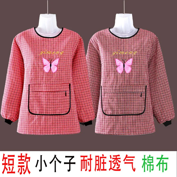 洋气小个子短款罩衣外穿上班家用夏季透气薄款围裙新款耐脏工作服