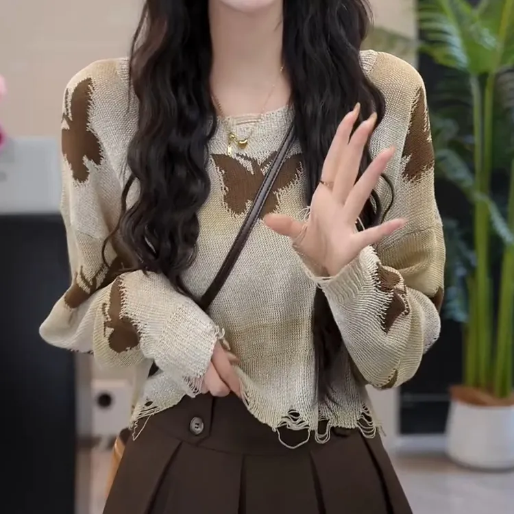 【斩月惊风】法式时尚小众蝴蝶针织衫LK2506276