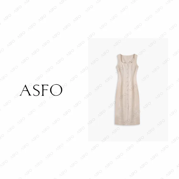 【AS流金岁月】26新极简大气苎麻天丝收腰修身连衣裙AS26XLYQ01070