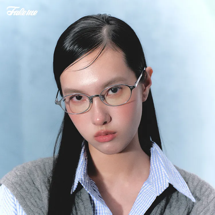 Fakeme2025年新款椭圆框β钛金属光学素颜镜QQ糖 core