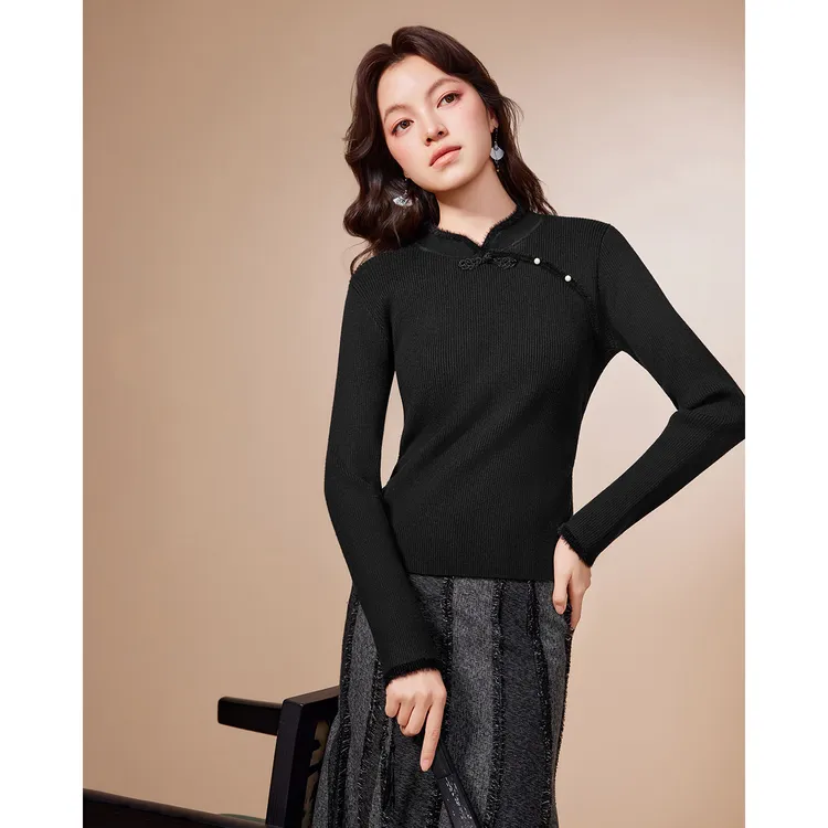 IEF/爱依服上衣2025秋冬季新中式国风简约百搭通勤气质毛针织上衣