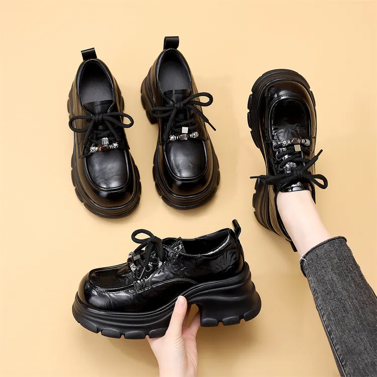 厚底高级感小皮鞋女2026年春季新款韩版时尚软底不累脚显瘦乐福鞋