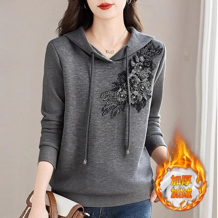 大码灰色连帽卫衣外套女2026春秋新款宽松女装休闲百搭长袖上衣女