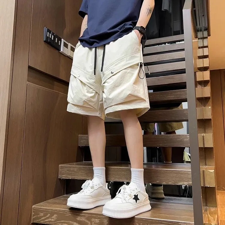 男装美式潮牌高街五分裤抽绳速干伞兵中裤子夏季薄款宽松工装短裤